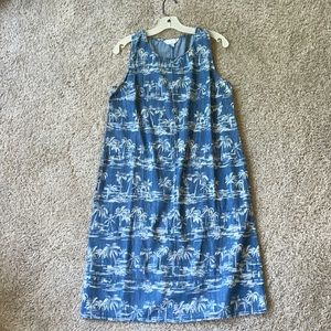 Christopher & Banks Women's Tropical Print Light Denim Sun Dress - Size M